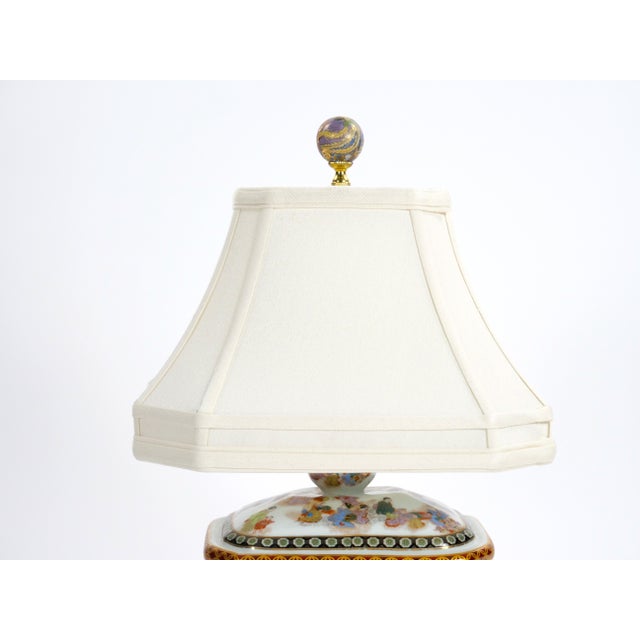 Gold Beautiful Satsuma Style Decorations & Elegant Gilt Gold Detailing Porcelain Lamp For Sale - Image 8 of 12