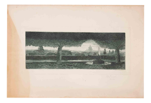 Arturo Montrone, Villa Medici, Rome, Etching, Early 20th Century