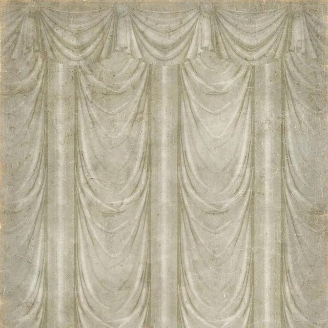 Vintage Style Grey Draped Decorative Panoramic Wallpaper in Paper For Sale - Image 3 of 6