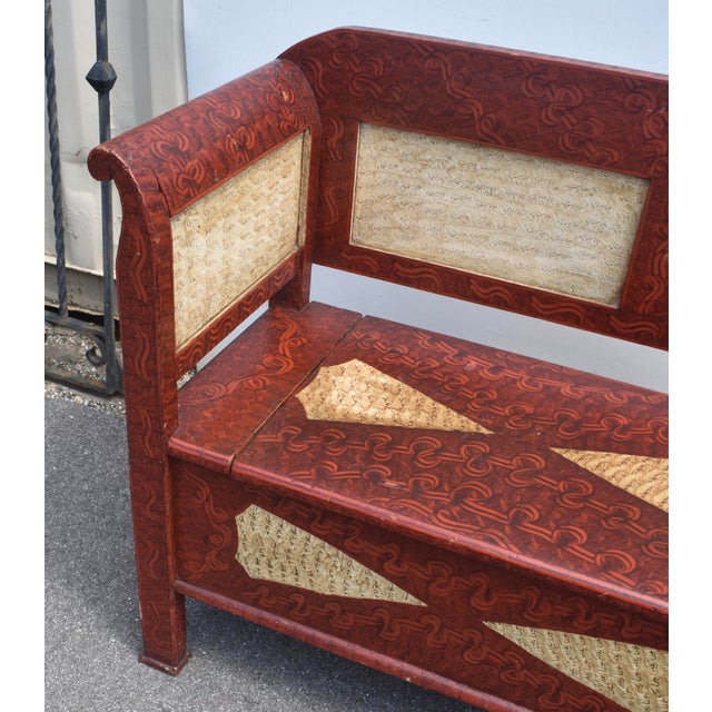 Pine and Oak Storage Bench in Decorative Paint For Sale - Image 9 of 13
