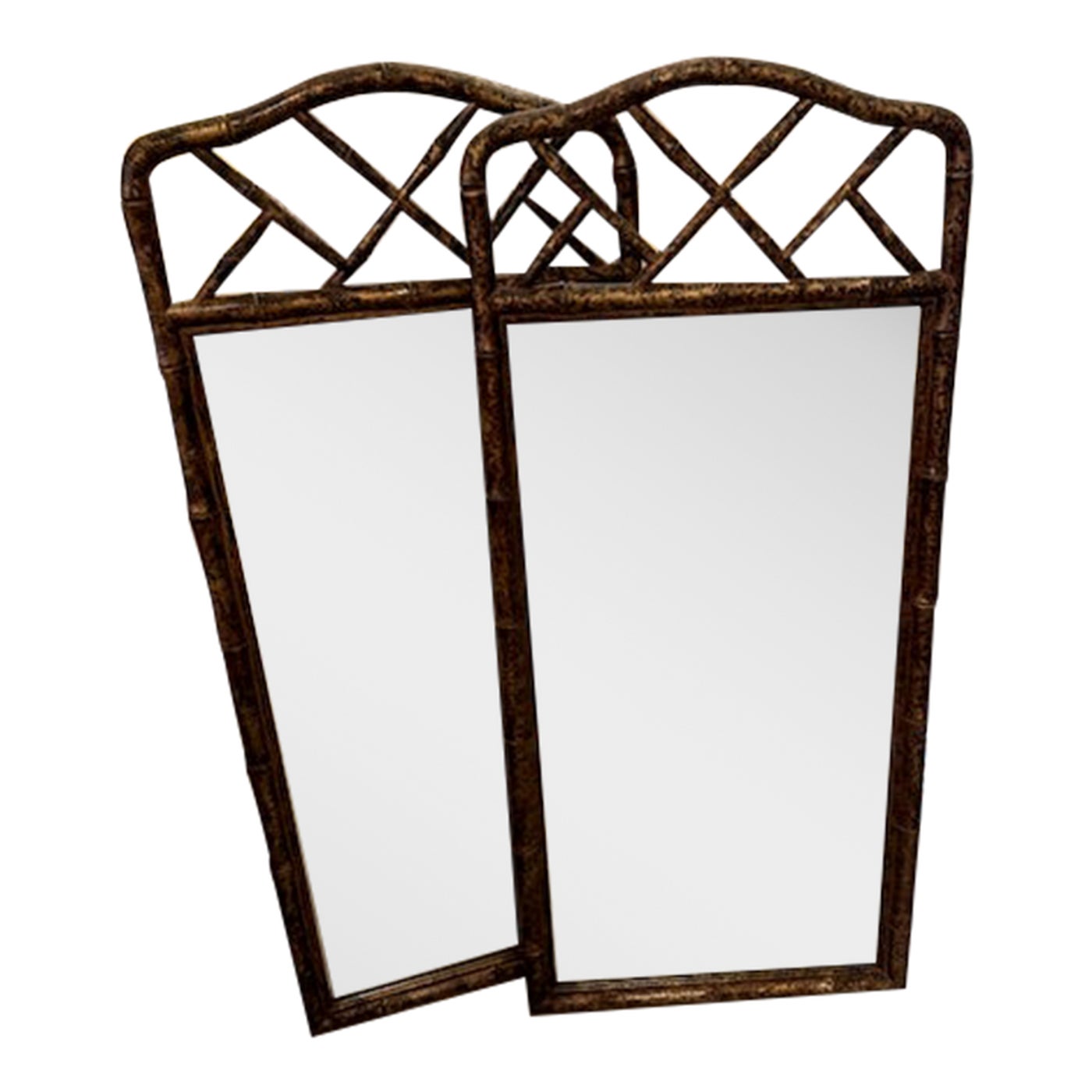 1980s Faux Bamboo Tortoise Shell Mirrors Chinoiserie Style - 2 ...