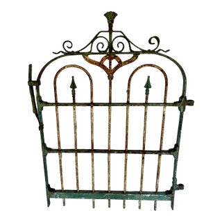 Early 1900s French Handcrafted Painted Iron Gate For Sale