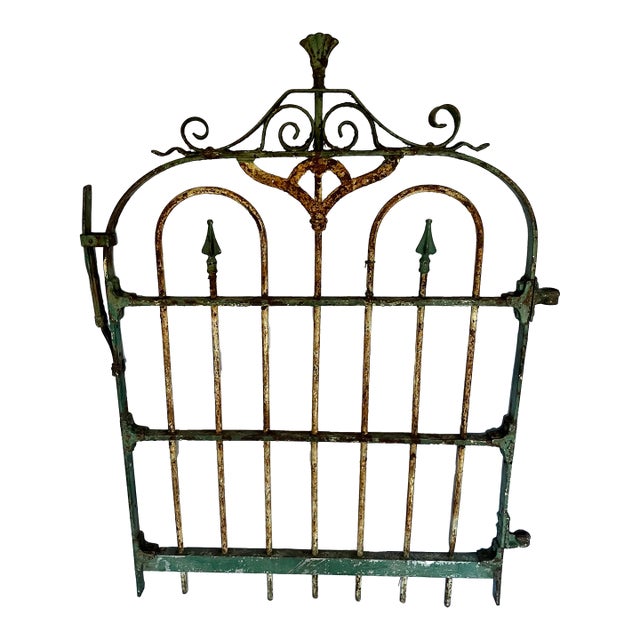 Early 1900s French Handcrafted Painted Iron Gate For Sale