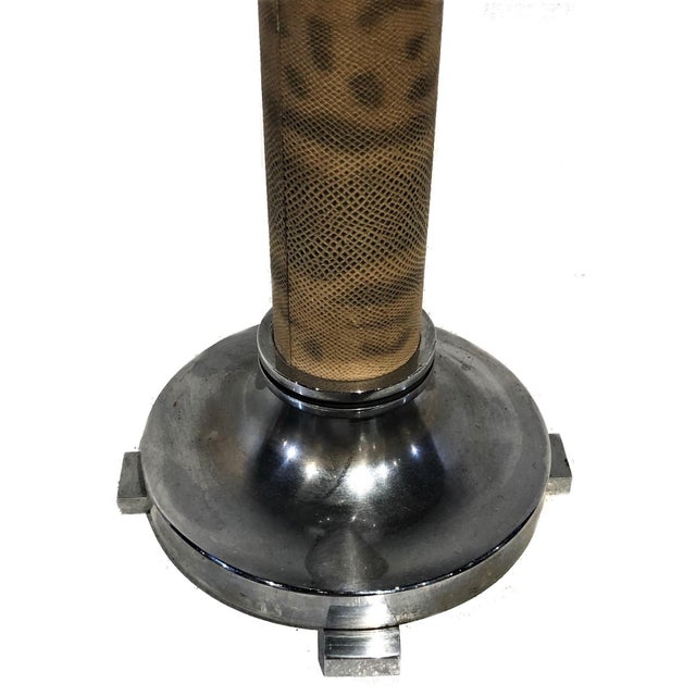 American Art Deco Chromed Metal Table Lamp With Leather Insert Stem, ca. 1930s For Sale In New York - Image 6 of 8