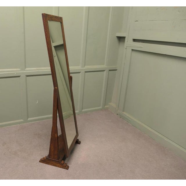 Vintage Cheval Mirror in Oak, 1930 For Sale - Image 3 of 8