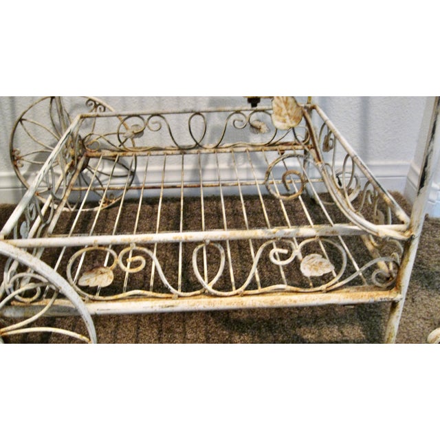 1980s Vintage Shabby Chic French Wire Tea Cart For Sale - Image 5 of 12