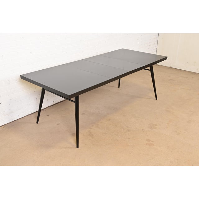 Planner Group Paul McCobb Planner Group Mid-Century Modern Black Lacquered Extension Dining Table, Newly Refinished For Sale - Image 4 of 13