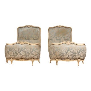1940s French Louis XV Painted and Carved Twin Beds - a Pair For Sale