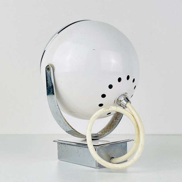Mid-Century White Wall Lamp Eyeball, Italy, 1960s For Sale - Image 10 of 14
