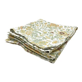 Mid-Century Modern Floral Fabric Dinner Napkins - Set of 7 For Sale