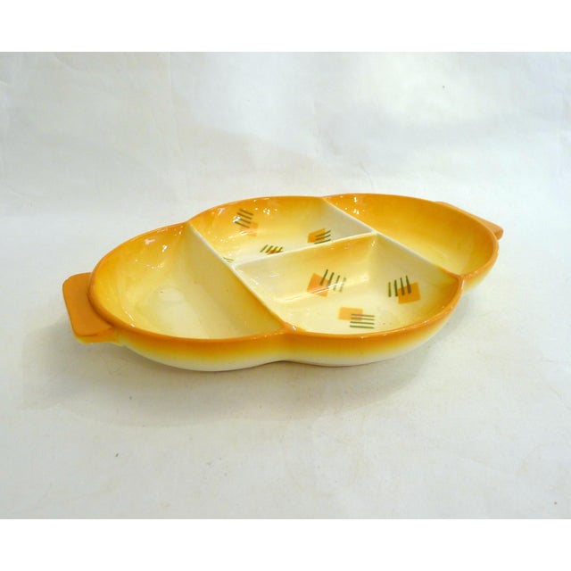 Modernist Bauhaus Earthenware Appetizer Dish with Graphic Decor, Germany, 1930s For Sale - Image 12 of 12