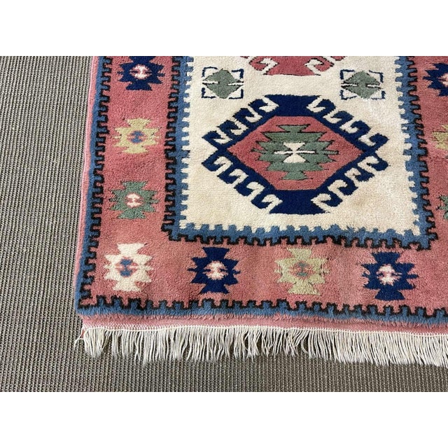 Textile Vintage Handmade Wool Rug For Sale - Image 7 of 8