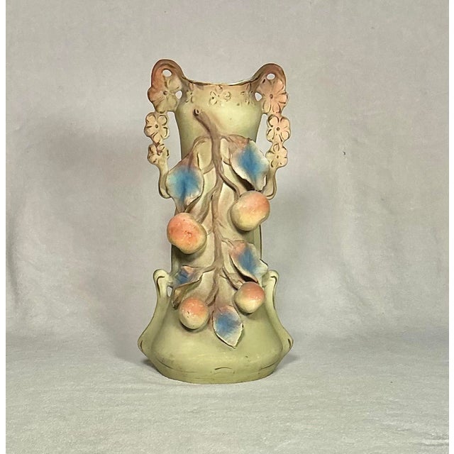 Unusually tall 14” Antique Art Nouveau Vase by Joseph Strnact Austria made in the 1900-1918. Markings on the base is a...