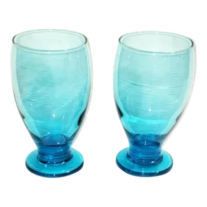 Set of 2 Turquoise Footed Cristar by Lexington Glasses, 1960s