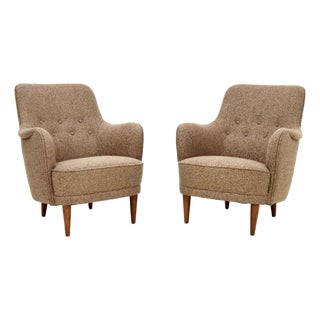 Vintage Swedish Samsas Armchairs attributed to Carl Malmsten, 1960, Set of 2 For Sale