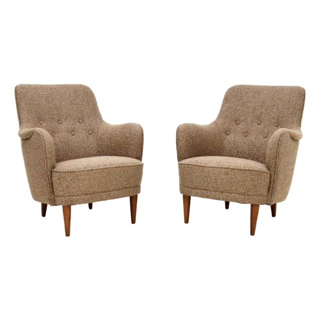 Vintage Swedish Samsas Armchairs attributed to Carl Malmsten, 1960, Set of 2 For Sale