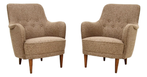 Vintage Swedish Samsas Armchairs attributed to Carl Malmsten, 1960, Set of 2