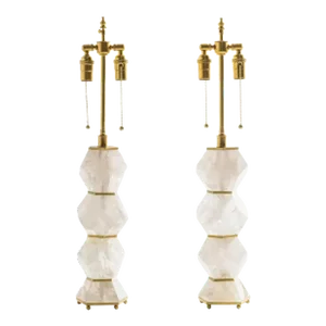 Pair of "Lustrum" Rock Crystal Table Lamps