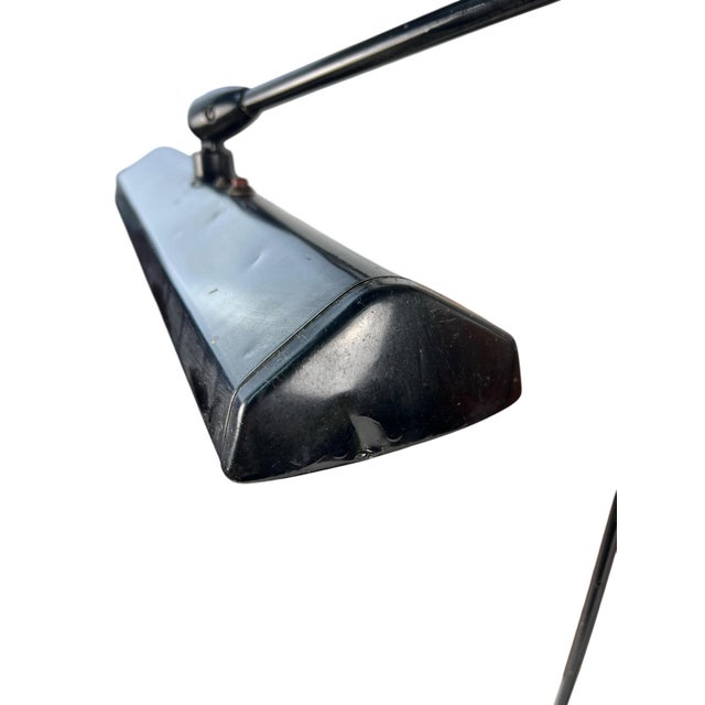 Available for purchase is this fantastic vintage industrial adjustable height table lamp. The base has a depth of 6.5...