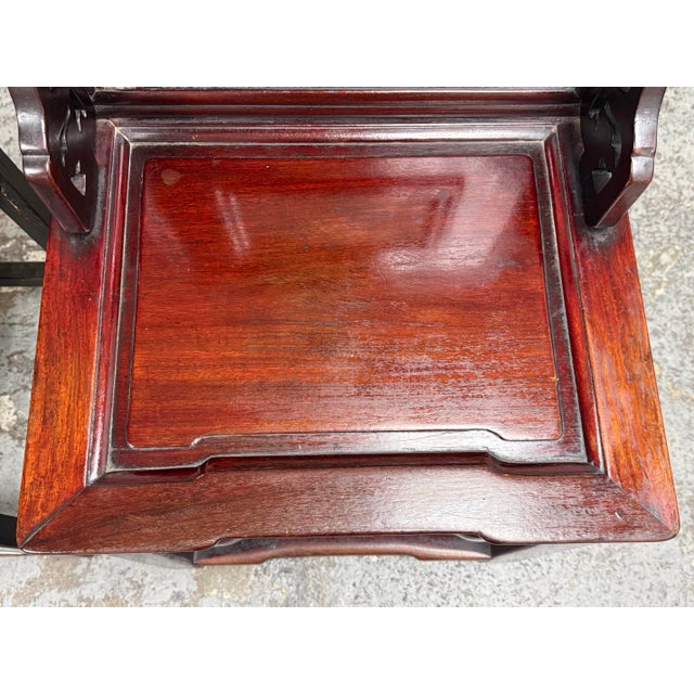 Brown Antique Chinese Rosewood Chairs + Stone Inserts, Pair For Sale - Image 8 of 12