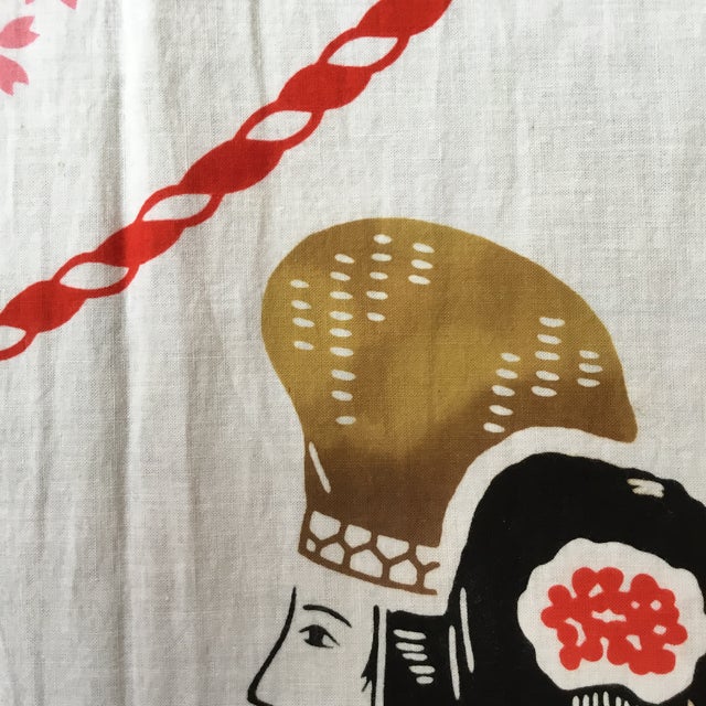 Textile Vintage Japanese Screen Printed Fujiyasu Co. Noren Door Curtain Panel Hanging For Sale - Image 7 of 11
