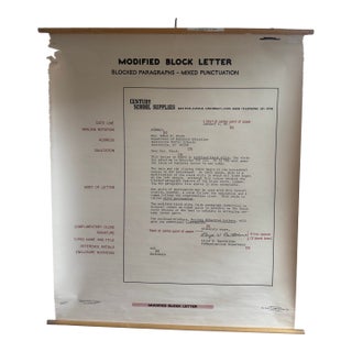 Vintage 1969 Typing Instruction Pull-Down Chart – Secretary School Poster --Poster J For Sale