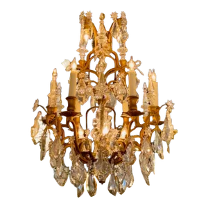19th Century French Baccarat Manner Gilt Bronze and Crystal Chandelier