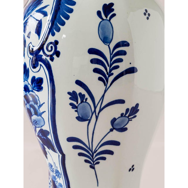 Royal Delft Blue Louis XV Table Lamps, New Pleated Lampshades, Set of 2 For Sale - Image 6 of 16