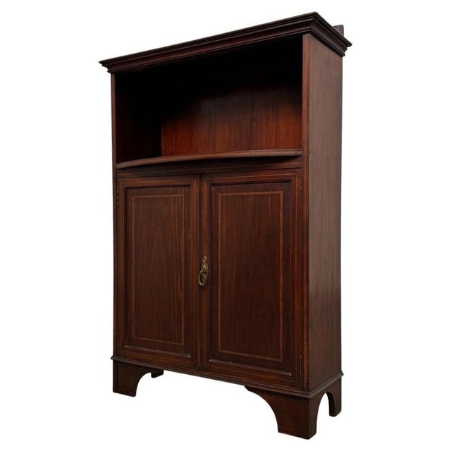 Antique English Edwardian Mahogany Bookcase For Sale - Image 4 of 12