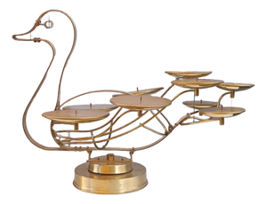 Large Swan-Shaped Brass Cake Holder, 1970s