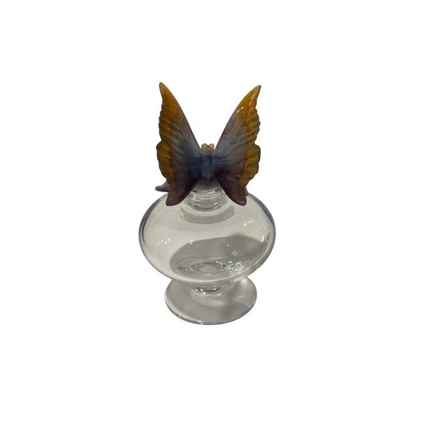 Contemporary Daum France Flacon Nature Papillon Crystal Perfume Bottle With Pâte De Verre Butterfly & Original Box For Sale - Image 3 of 14
