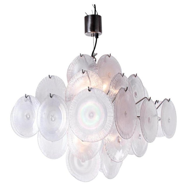 Chandelier with Iridescent Murano Glass Discs from Vistosi, Italy, 1960s For Sale - Image 13 of 13