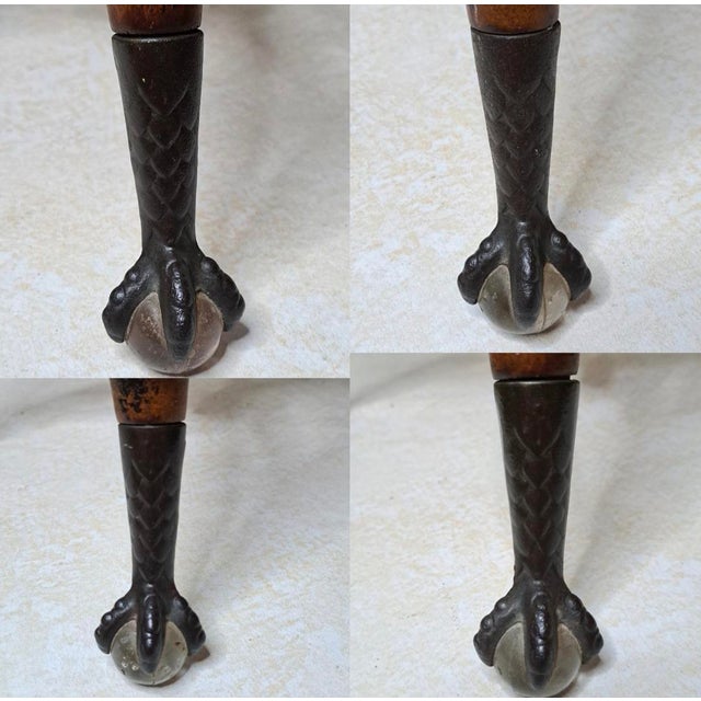 Late Victorian Adjustable Piano Stool With Glass Ball & Claw Feet, Circa 1880-1900 For Sale - Image 12 of 15