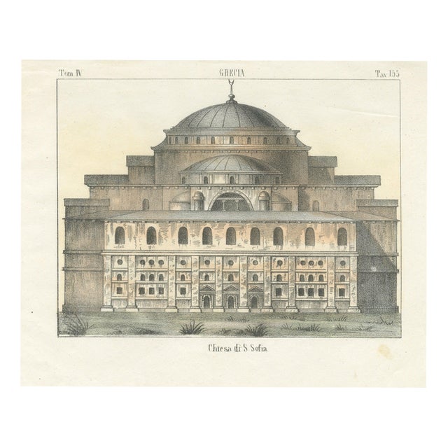 Church of Saint Sophia, 1842, Hand Colored Lithograph For Sale