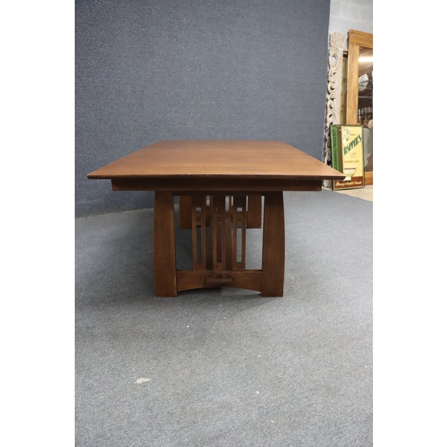 Stickley Highlands Extending Trestle Dining Table For Sale In Philadelphia - Image 6 of 17