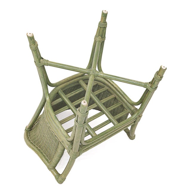 Rattan Lounge Table and Chairs attributed to Maugrion, 1980, Set of 7 For Sale - Image 6 of 16