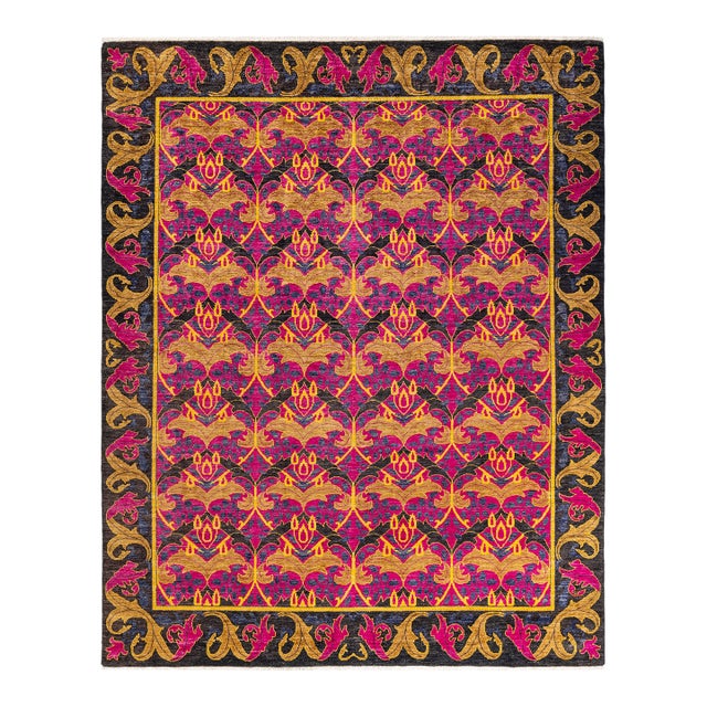 Arts & Crafts Hand-Knotted Area Rug - Purple, 8' 0" x 10' 0" For Sale