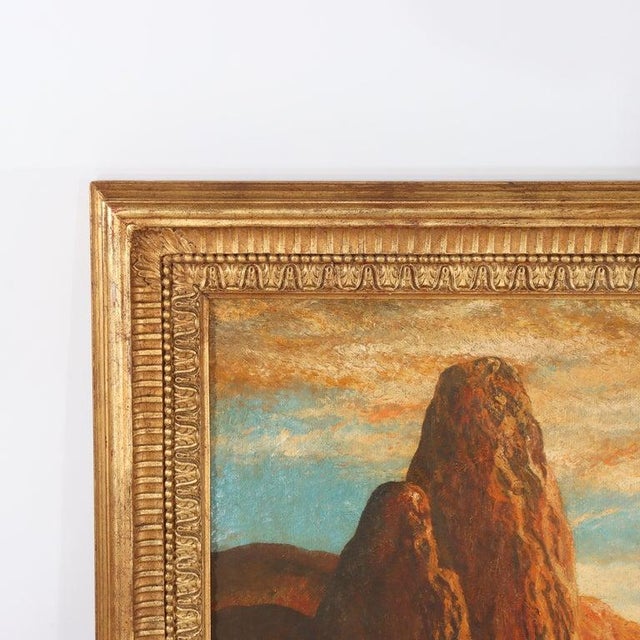 Monumental Antique Hudson River School Oil on Canvas Southwestern Landscape For Sale - Image 9 of 16