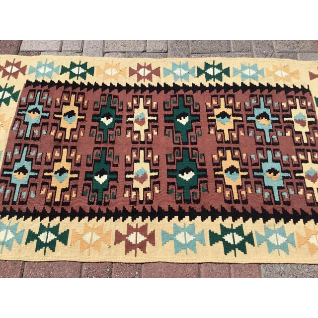 Mid-Century Modern Vintage Turkish Kilim Rug - 64" X 35.5" For Sale - Image 3 of 10