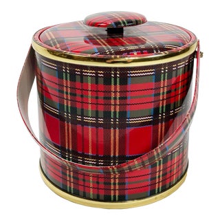 Vintage Plaid Georges Briard Ice Bucket For Sale