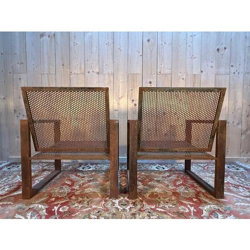 Metal Steel Garden Armchairs, Set of 2 For Sale - Image 7 of 9