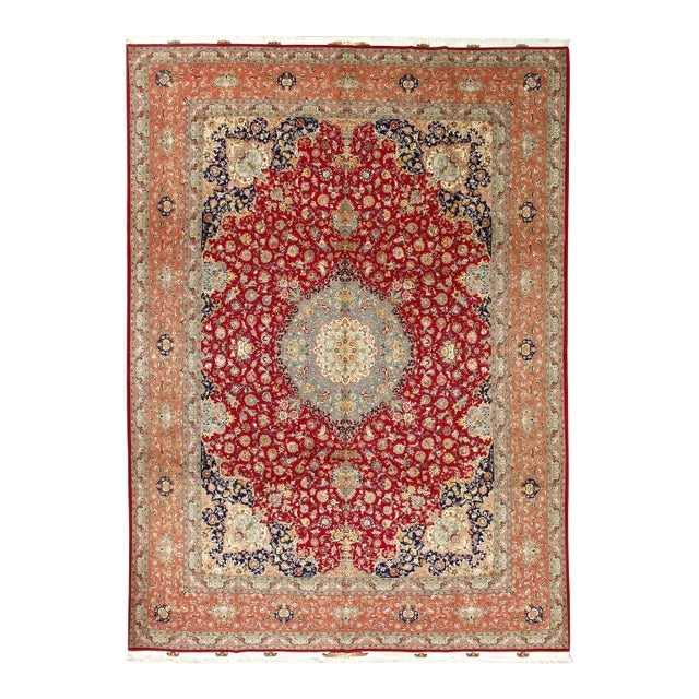 2020s Red Persian Fine Tabriz 70 Raj Silk & Wool For Sale