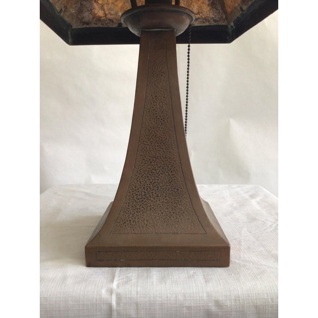 1920s Arts & Crafts Copper Table Lamp With Mica Shade For Sale - Image 10 of 12