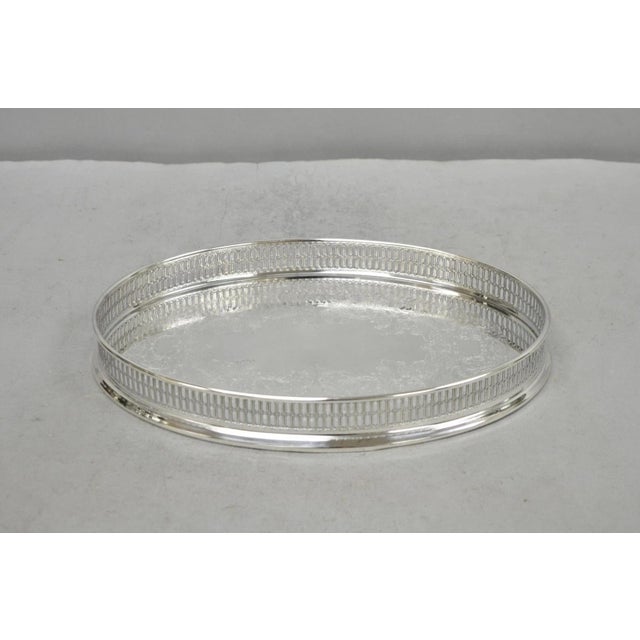 Vintage William Adams Wa Italy Silver Plated Oval Raised Gallery Bar Tray For Sale - Image 14 of 14