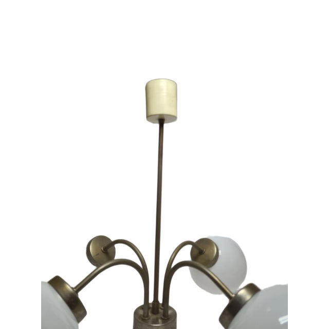 Postmodern Brass and Glass Chandelier, Poland, 1970s For Sale - Image 9 of 18