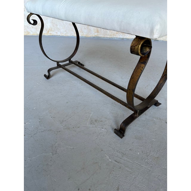 Gilt Spanish Iron Bench With Lyre-Shaped Base For Sale - Image 12 of 12