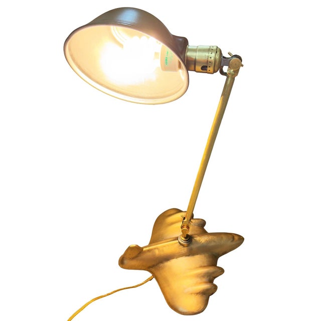 Rare 1987 Brass-Tone Art Deco Style Dc-3 Airplane Table Lamp, by Sarsaparilla For Sale - Image 9 of 12