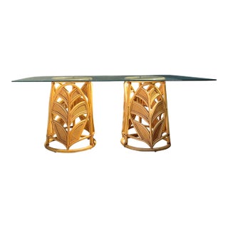 Vintage Split Reed Pedestal Dining Table For Sale