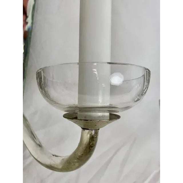 Vintage 1920 Etched Carved Mirror Sconces - Pair For Sale - Image 9 of 12