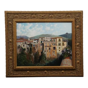 Sant'Agata De' Goti Italian Cityscape Landscape Oil Painting on Canvas 28"